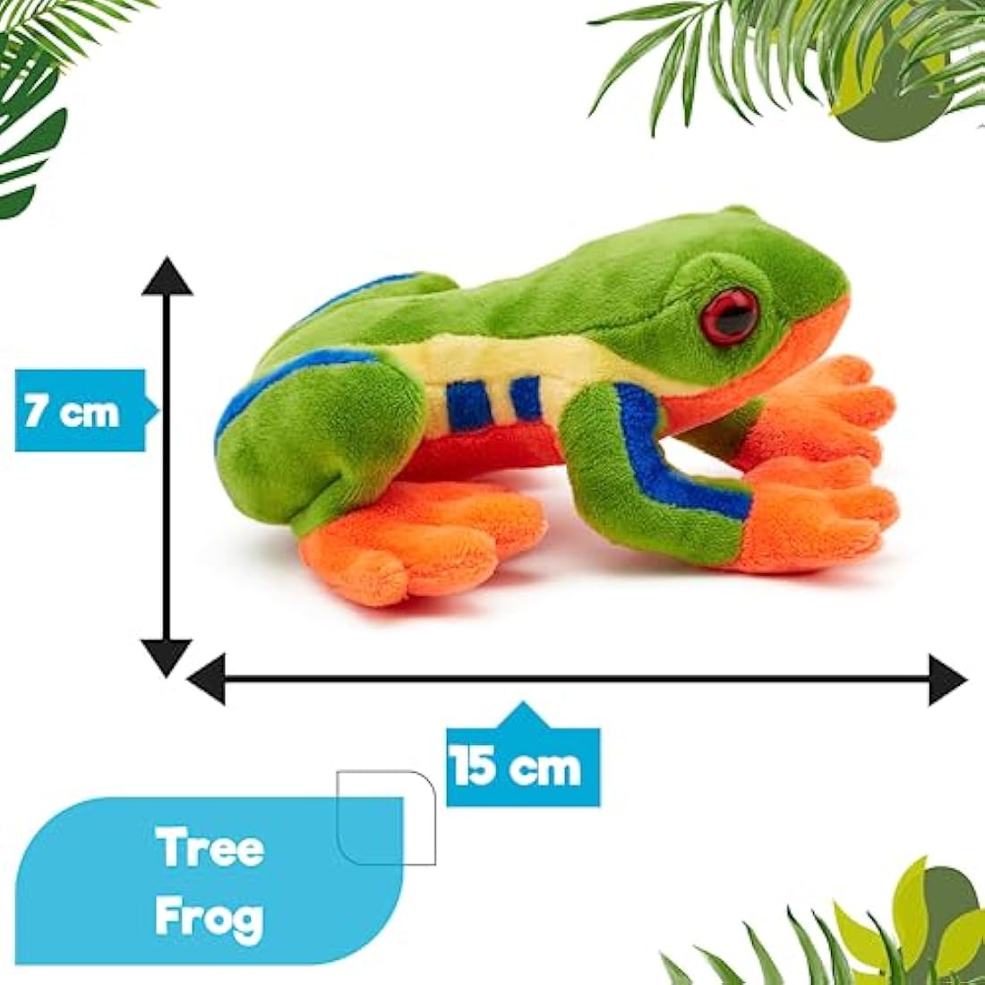 Zappi Co 100% Recycled Plush Tree Frog Toy (15cm Length) Stuffed Soft Cuddly Eco Friendly Animals Collection for Newborns – Lifelike & Realistic