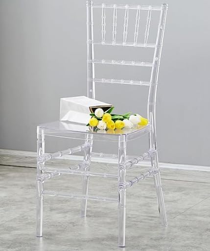 KAIHAOWIN Chiavari Chair Transparent Crystal Morden Acrylic Dining Chairs for Event Wedding Party Reception-Clear