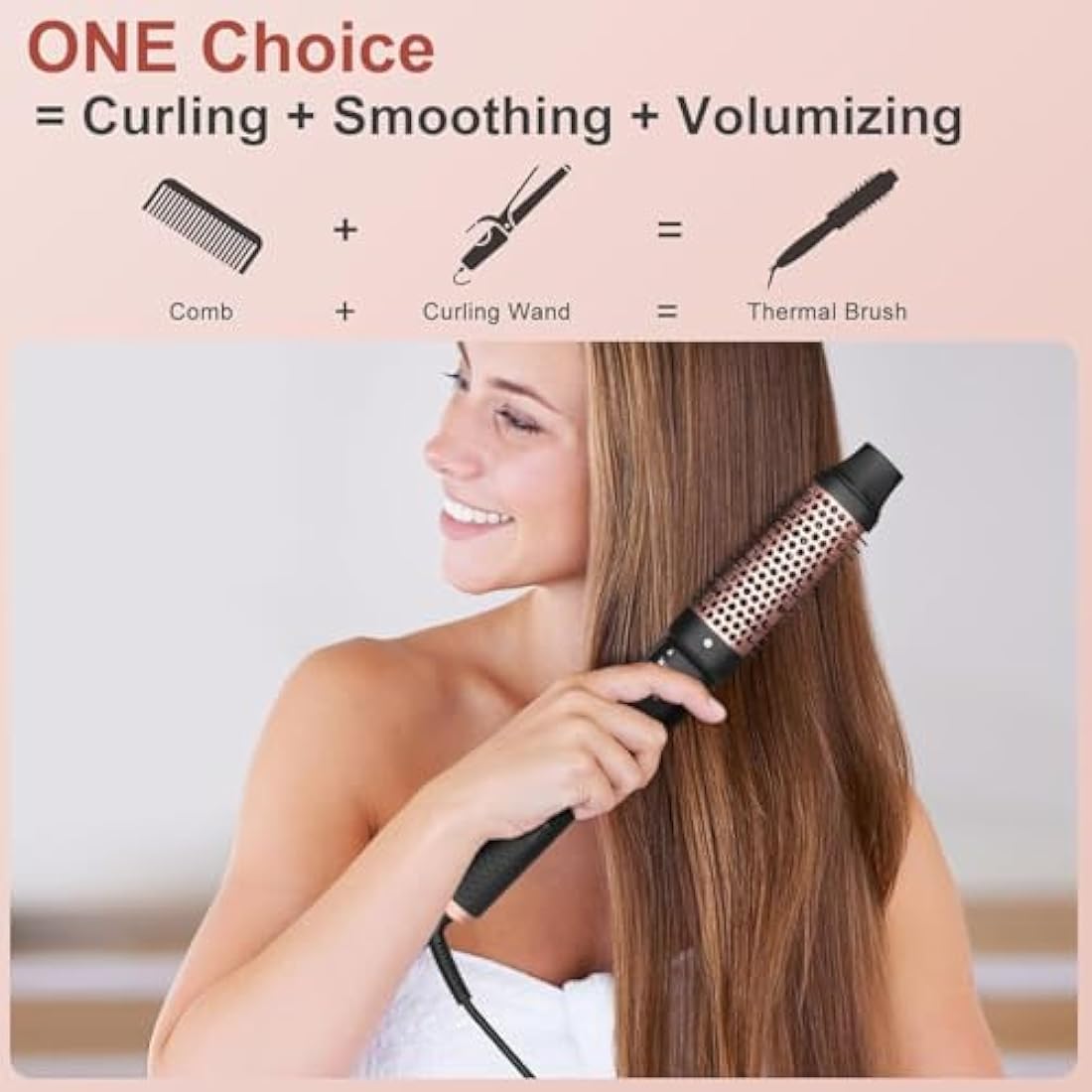 UNOBEY 5 in 1 Curling Wand Set, Curling Brush Curling Iron Set with Curling Brush and 4 Interchangeable Ceramic Curling Wand(0.5”-1.25”), Fast Heating, Include Glove & 2 Clips