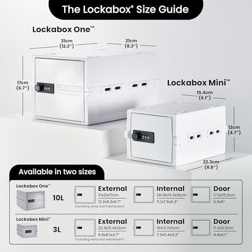 Lockabox One Opal White | Premium Lockable Storage Box | 10 Litre Combination Lock Box For Food, Medicine & Home Safety | BPA-Safe