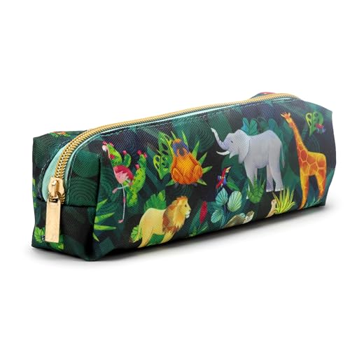 Puckator Animal Kingdom Canvas Pencil Case - School Equipment Stuff - Pencil Cases - Large Capacity Preppy Pencil Case - Zipper Pouch - Office Essentials - Pencils Case Cute - Pencilcase - Pen Case