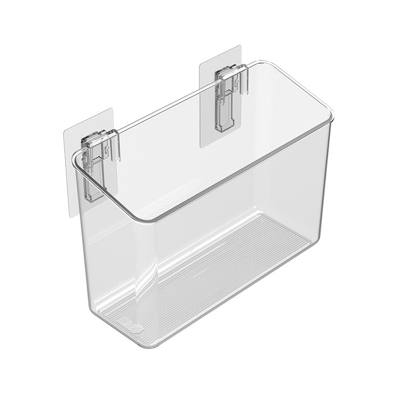 Amtido Bathroom Caddy Shelf - Self-Adhesive Shower Shelf, Wall-Mounted Plastic Storage Shelves for Bathroom and Kitchen Organisation - Clear PET