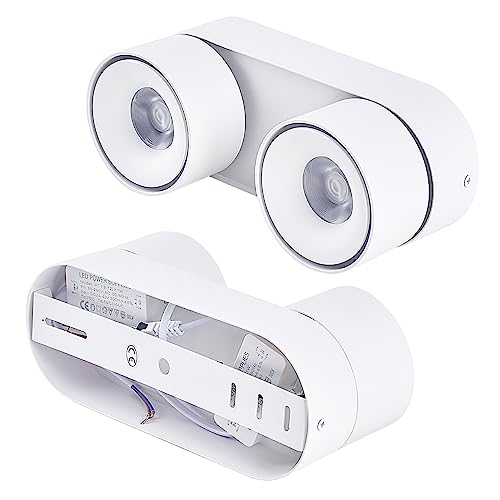 Budbuddy 12W LED Adjustable Ceiling Spotlights, White, 8.7" x 3.3" x 3.5", Modern, Hallway, Living Room, Office