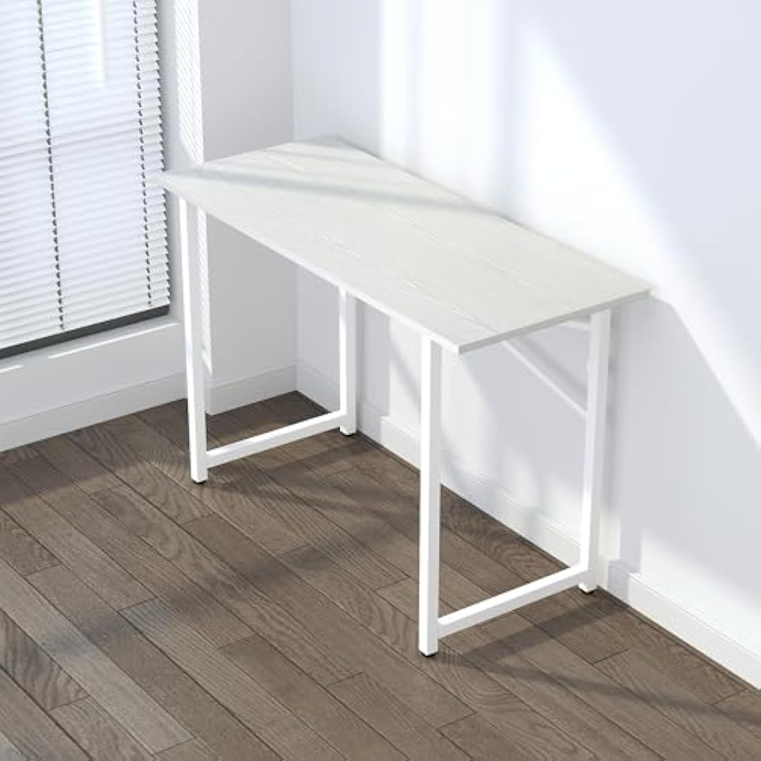 Lutown-Teen 120 cm Folding Desk, Writing Gaming Computer Camping Desk, No Assembly Required Home Office Table, White