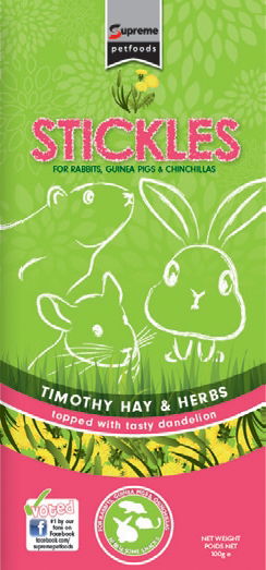 Supreme Stickles with Timothy Hay and Herbs 100g - Case of 8
