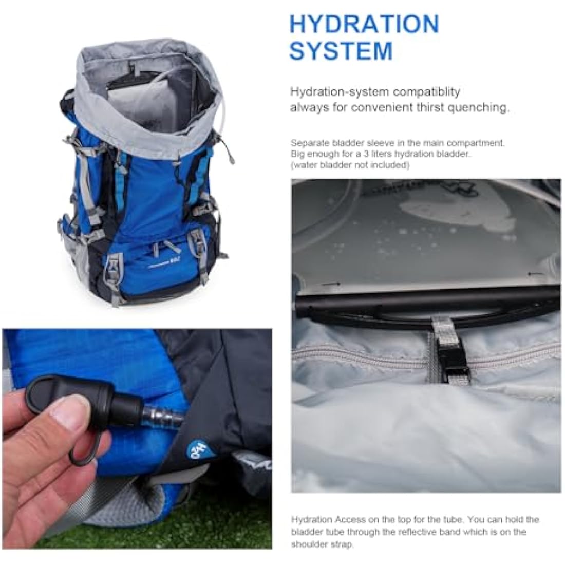 MOUNTAINTOP Hiking Backpack 80L Waterproof Mountaineering Backpack Large Camping Trekking Rucksack Multifunctional Climbing with Rain Cover