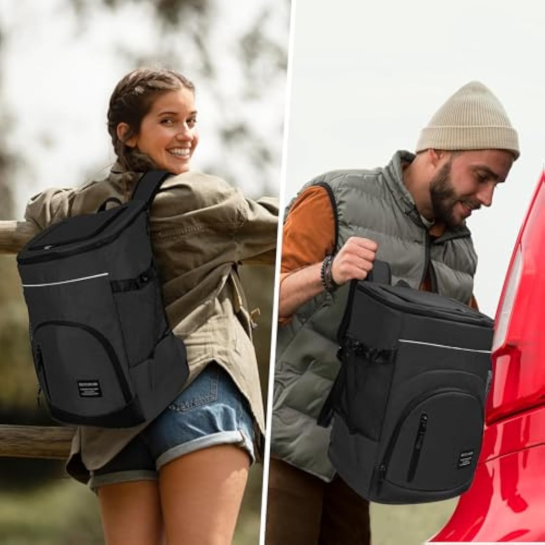 Outplea 30L Cooler Backpack, 36 Cans Insulated Soft Cooler Bag with Top Easy Access Pocket, Leak Proof Picnic Backpack for Beach Travel Camping BBQ