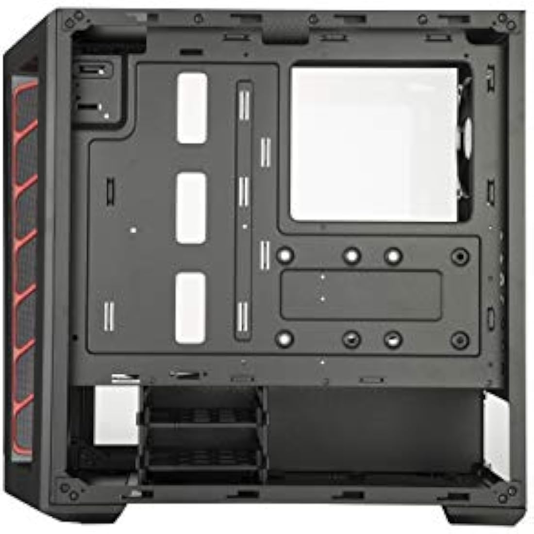 Cooler Master MasterBox MB511 - ATX PC Case with Front Mesh Panel, Racing Intakes, Transparent Side Panel, Flexible Air Flow Configurations - Red Accent
