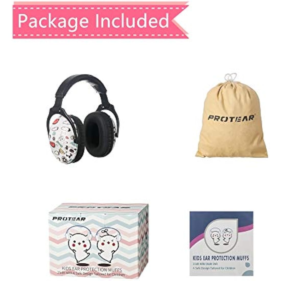 PROTEAR SNR 28 dB Ear Defenders for Kids- Noise Cancelling Ear Muffs Hearing Protectors for Children,Toddler Baby, Perfect for Concerts,Study(Panda)