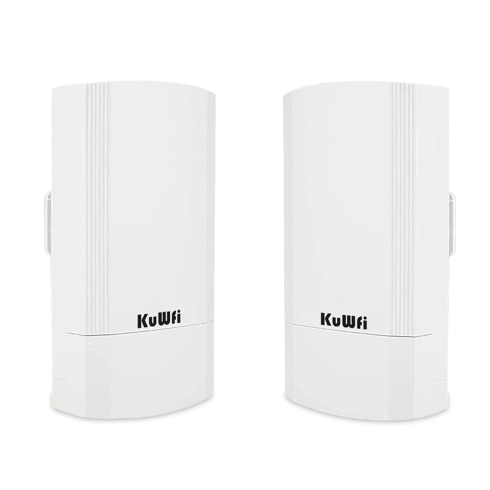 KuWFi 900Mbps Wireless Bridge Kit, 5.8G Outdoor/Indoor Point to Point WiFi Bridge, 1KM Long Range WiFi Bridges, Ethernet Bridge with 24VPoE, 2RJ 45