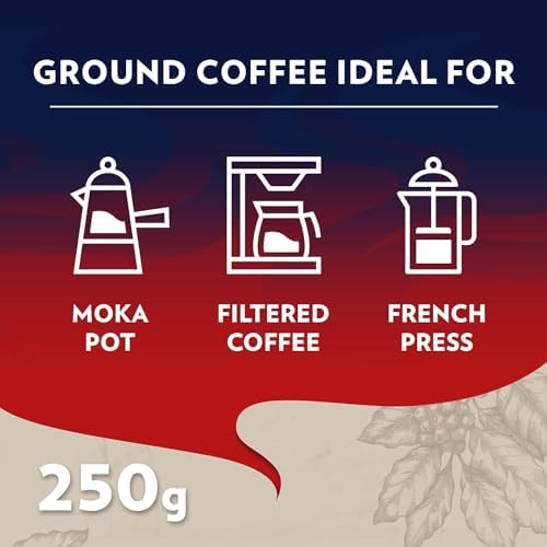 Lavazza Crema e Gusto Classico Ground Coffee, Dark Roast, 250g Each, 10-Pack - Ideal for Moka and Filter