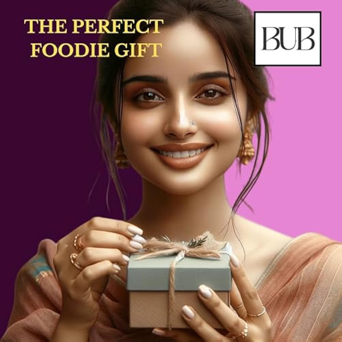 Bub: Large 22cm Premium Spice Tin Masala Dabba | 9 Spice Jars with Individual Lids | Holds 12 Spices | Polished Stainless Steel with Serving Spoon & Clear Acrylic Lids | Spice Box (SPICE TIN 9)