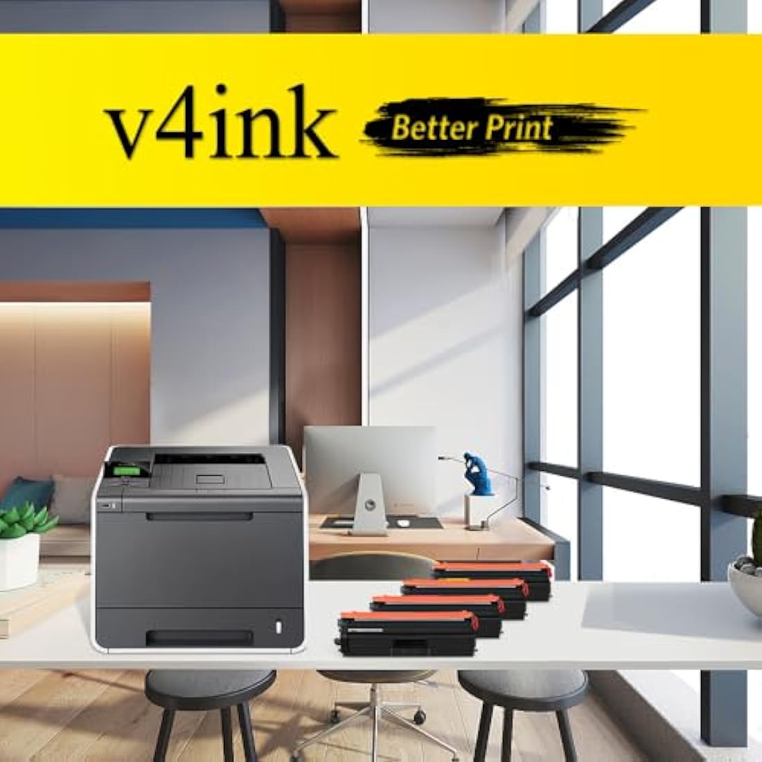 v4ink 4 Pack Compatible Toner Cartridge Brother TN325 Combo Set for Brother Printer HL L8250CDN 4150CDN 4140CN 4570CDWT MFC L8650CDW 9460CDN 9465CDN DCP 9055CDN 9270CDN