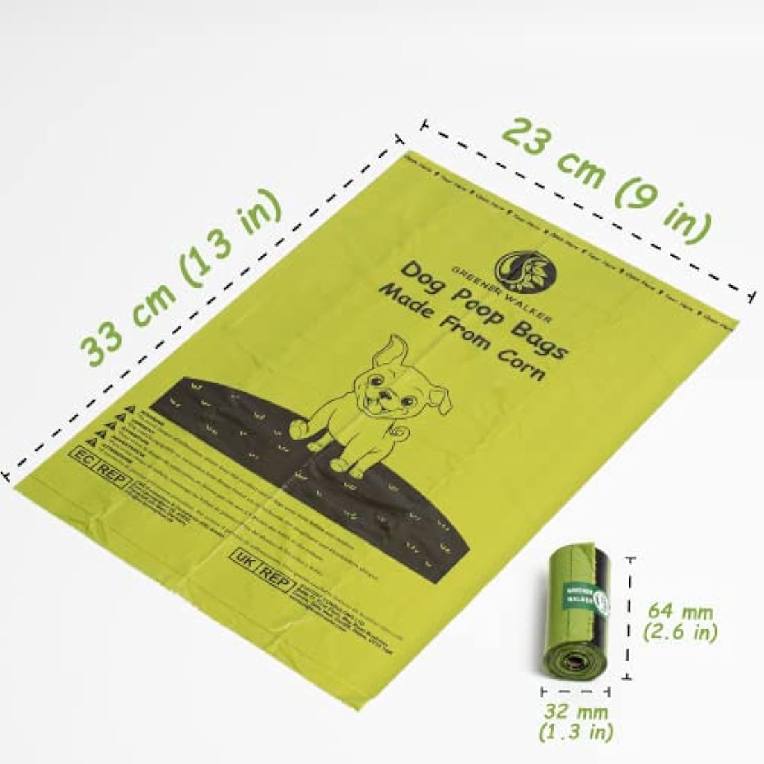 GREENER WALKER Poop Bags for Dog Waste 1080 Bags, Extra Thick Strong 100% Leak Proof Dog Waste Bags (Green)