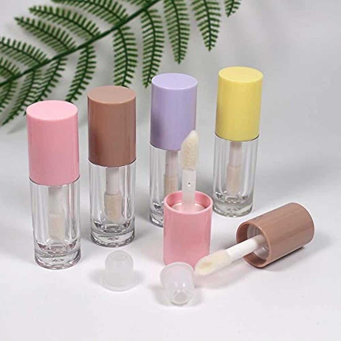COSIDEA 30pcs Pink Empty 6ml 0.2oz Lip Gloss Tubes with Big Doe Foot Wand,Round Lipgloss Containers,Concealer Tube Cosmetic Packing Container Bulk Wholesale