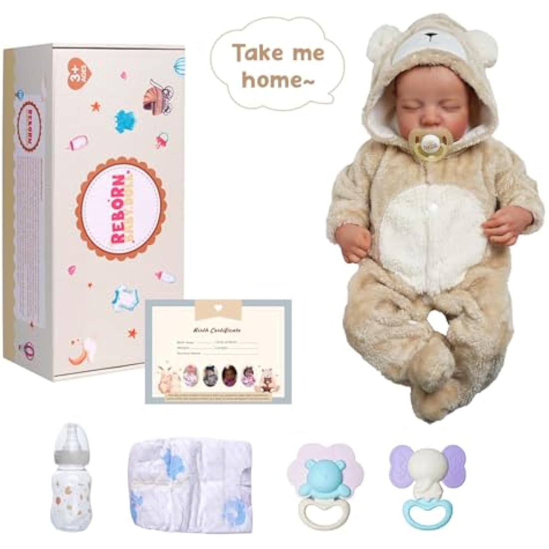 BABESIDE Lifelike Reborn-Baby Dolls Boy 17 Inch Handmade Realistic Reborn Babies Dolls Newborn Baby with Softness Silicone Vin-yl Body Real Life Baby Dolls with Toy Accessories Close Eye