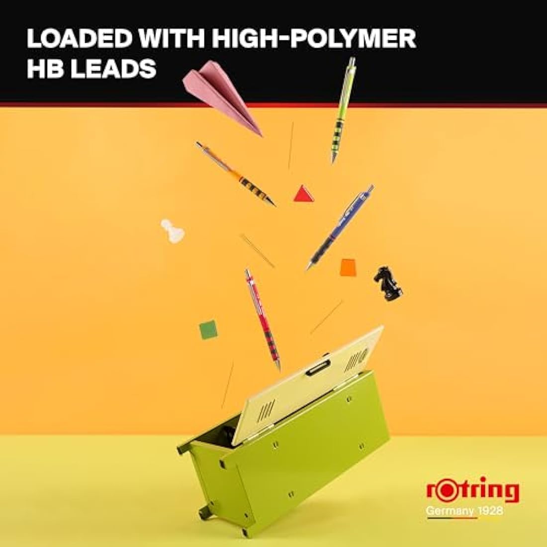 rOtring Tikky Mechanical Pencil | HB 0.7 mm | Spidermum (lime) Barrel | Lightweight with Rubberised Grip | 12 Count