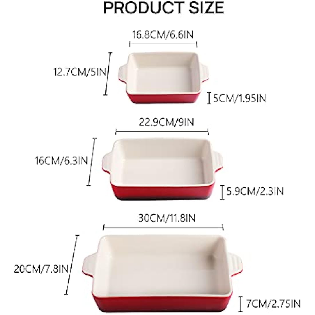 Sweejar Home Ceramic Bakeware Set, Rectangular Baking Dish Lasagna Pans for Cooking, Kitchen, Cake Dinner, Banquet and Daily Use, 30 x 20 x 7 cm of Casserole Dishes (White)