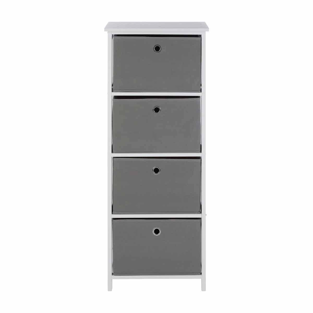 Premier Lindo Cabinet, 4 Fabric Drawers, Grey
