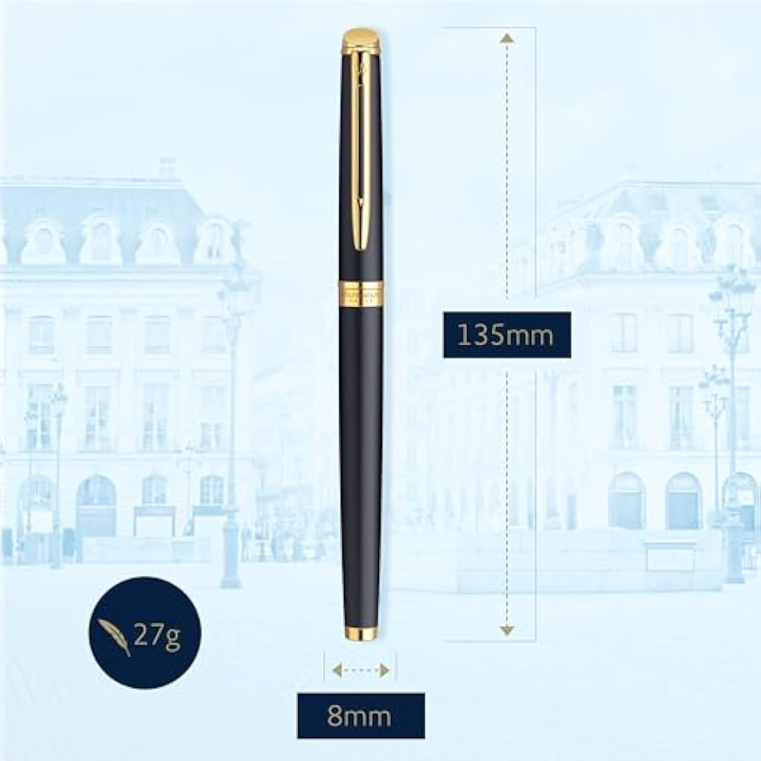 Waterman Hémisphère Ballpoint Pen | Matte Black with 23k Gold Trim | Medium Point | Blue Ink | Gift Box