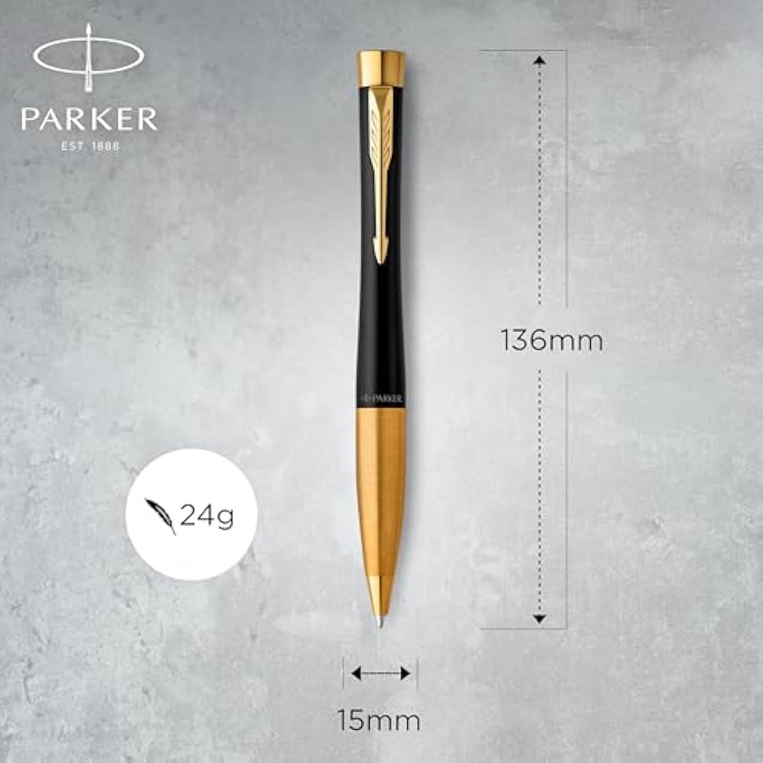 Parker Urban Duo Gift Set with Ballpoint Pen & Fountain Pen| Muted Black with Gold Trim | Blue Ink Refill & Cartridge