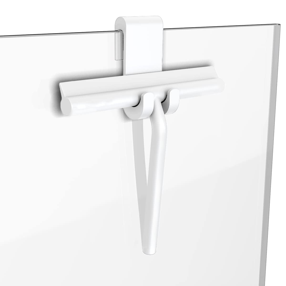 Minismus Silicone Shower Squeegee - Hook with Wiper Blade for Shower Doors - Bathroom Squeegee (White, 8.25'')