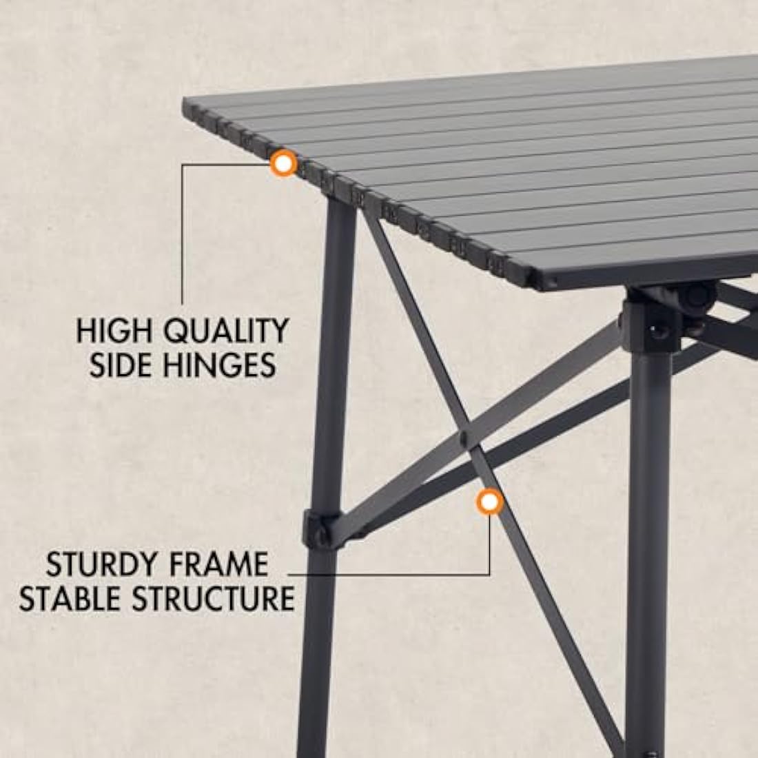 Portal Aluminium Folding Camping Table 70x70cm Square Roll Up Top 4 Person Compact Garden Table with Carry Bag for Picnic Camp Backyard BBQ