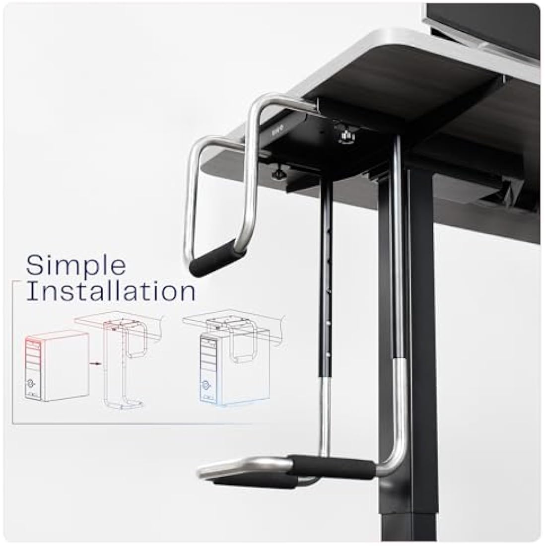 VIVO Heavy Duty Adjustable Under-Desk PC Mount Computer Case Holder Supports up to 66 lbs (MOUNT-PC04A)