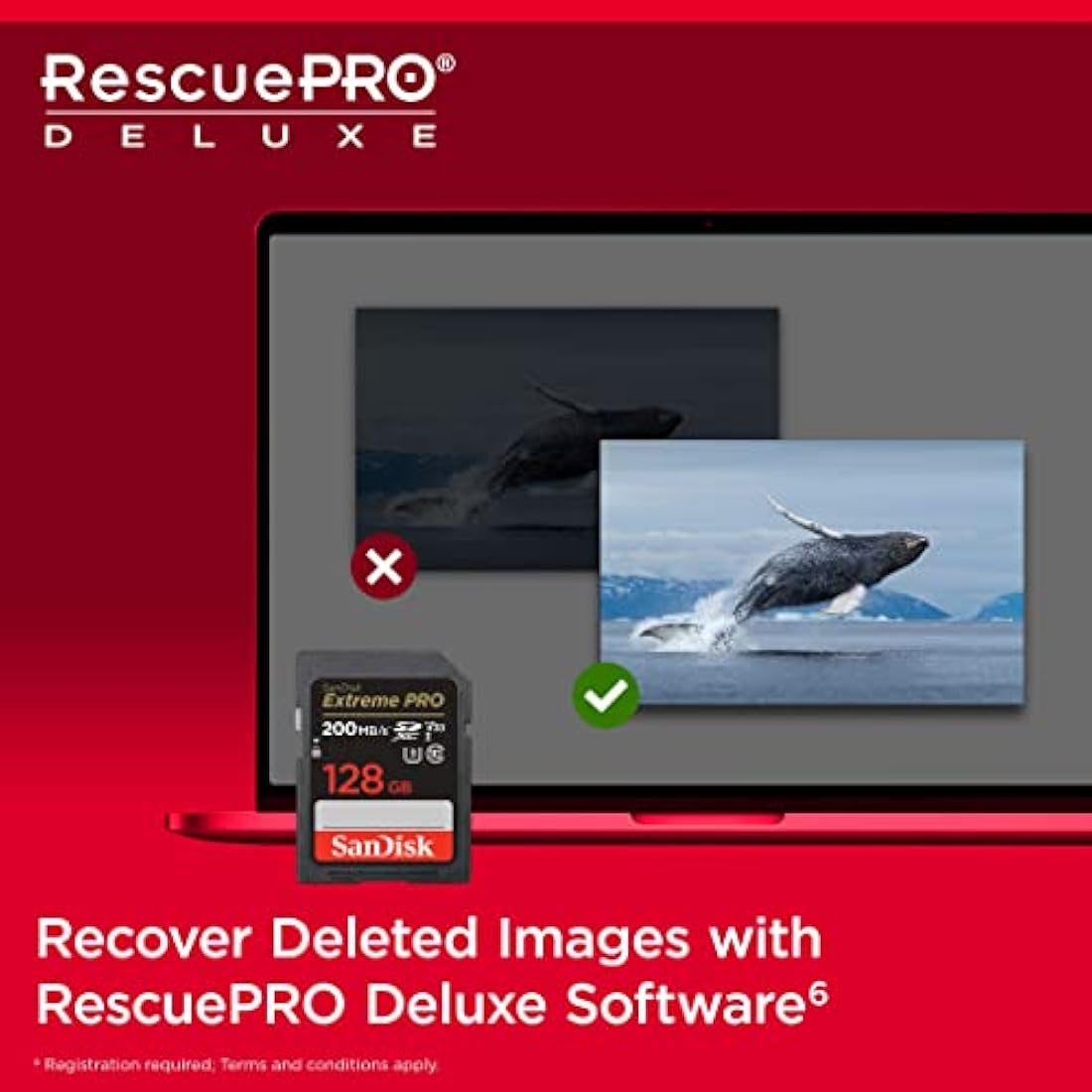 SanDisk 128GB Extreme PRO SDXC card, SD Card, V30 Memory Card, 4K UHD, up to 200 MB/s, SanDisk QuickFlow Technology, RescuePro Deluxe Data Recovery Software, UHS-I, Class 10, U3, V30