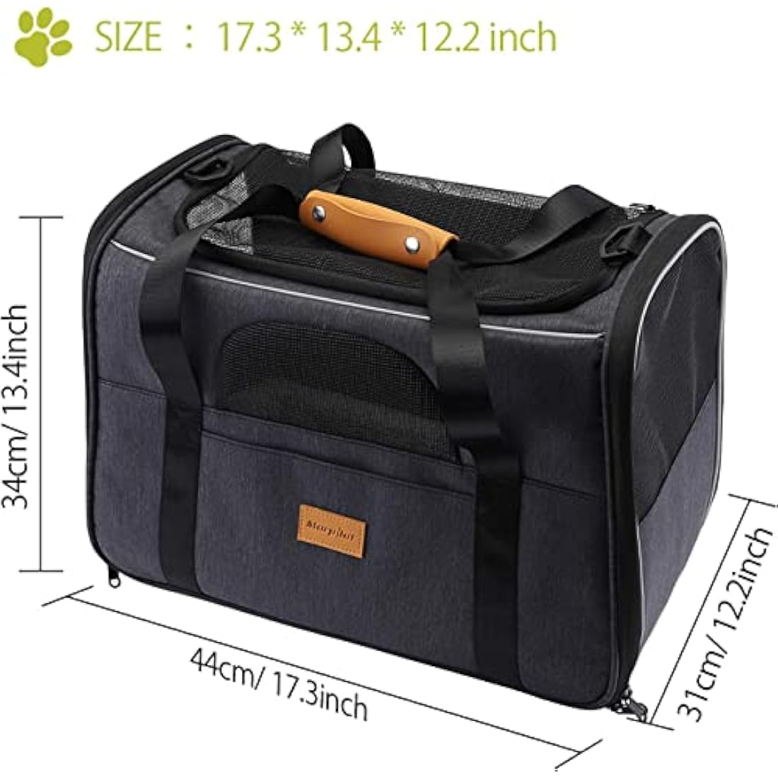 Morpilot Cat Carrier, Airline Approved Pet Carrier, Portable Dog Bag, Breathable Small Travel Cage with Adjustable Shoulder Strap and Bowl, Grey