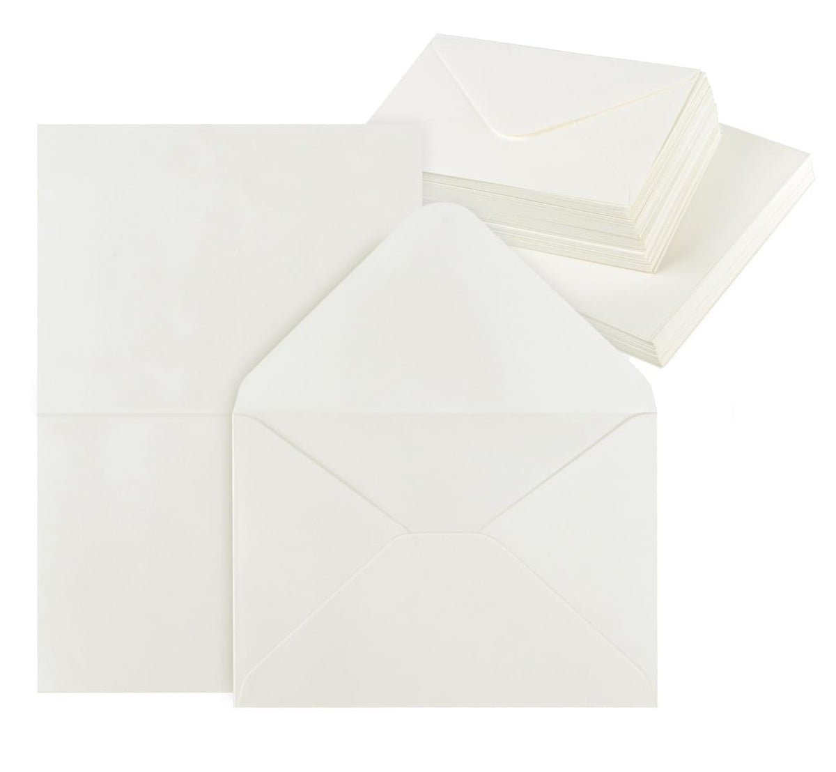 Mocraft 60 Blank Cards and Envelopes White Invitation Envelopes with Folding Plain Cards for Making Wedding Invitations, Birthday, Holiday, Greeting