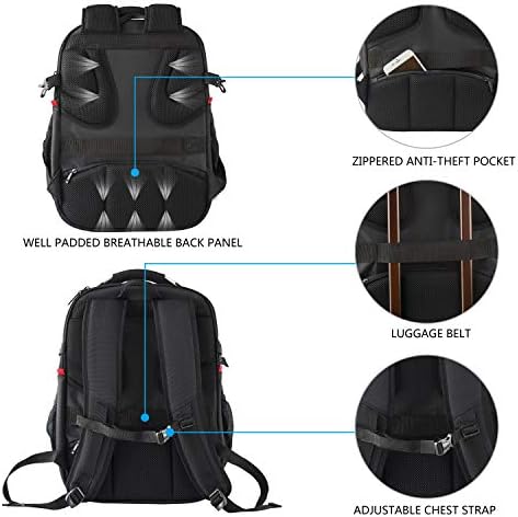 KROSER Travel Laptop Backpack 17.3 Inch XL Computer Backpack with Hard Shell Saferoom RFID Pockets Water-Repellent Business College Daypack Stylish School Laptop Bag for Men/Women-Black