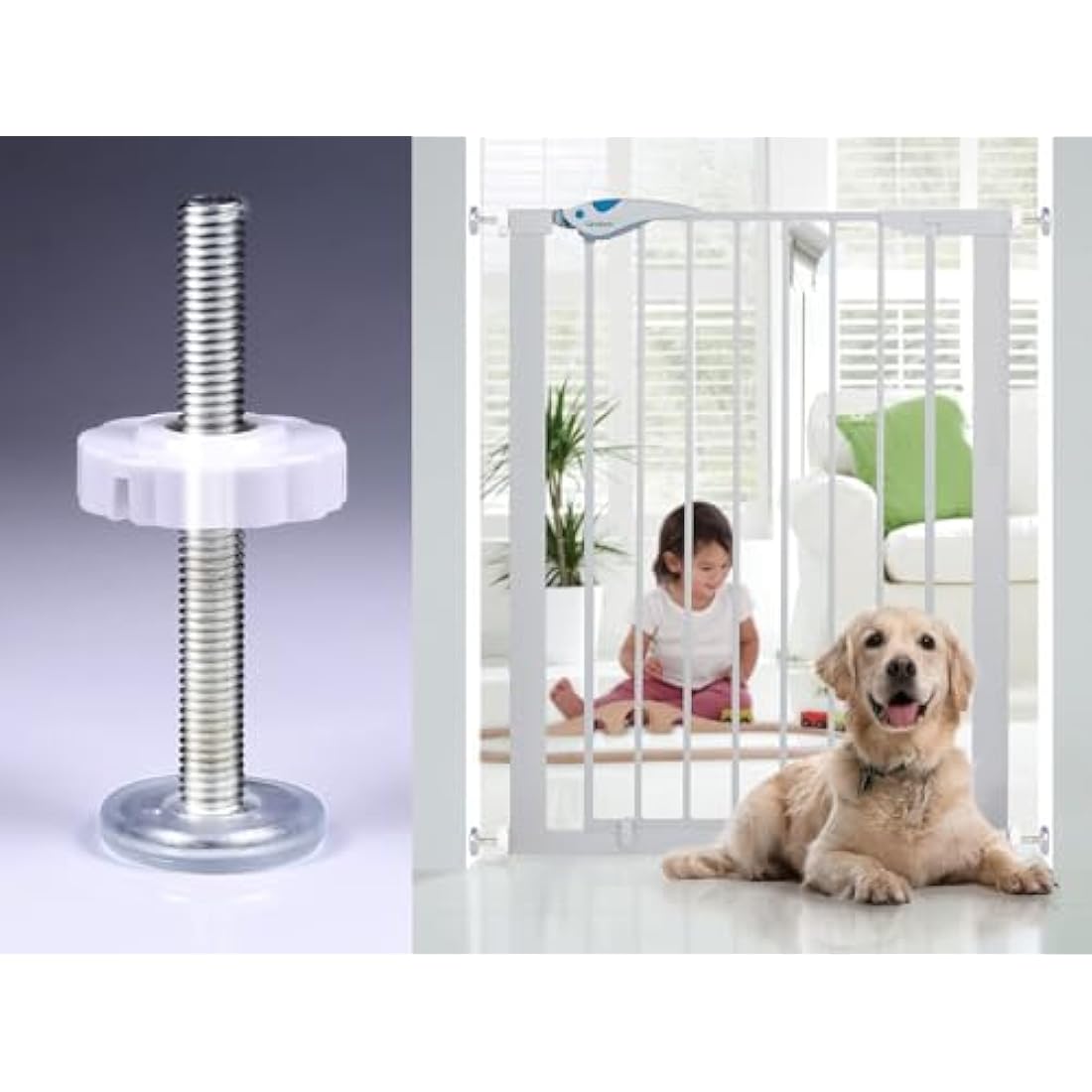 4 Pack Pressure Mounted BoltsKit for Baby Gate Pet Dog Wall Protector Threaded Spindle Rods Long Screws M10(90mm) Stair Walk Thru Gates Spares Lindam Safety First Parts Extension Cuggle(White )