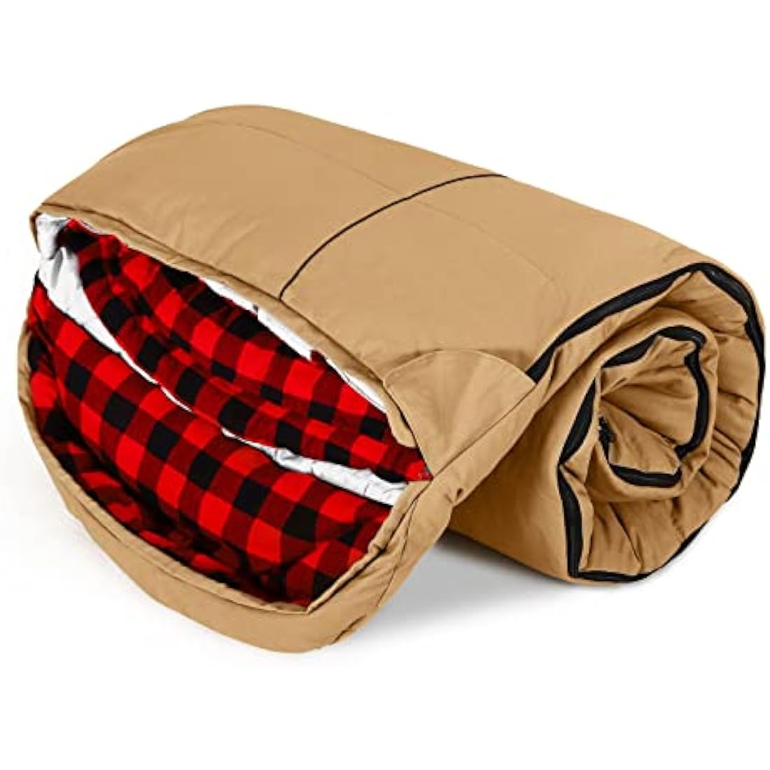 Winter 0 Degree Canvas Sleeping Bag for Fishing, Hunting, Traveling and Camping Particularly in Cold Winter Outdoor with Removable Flannel Liner and Free Compression Sack for Big and Tall Adults