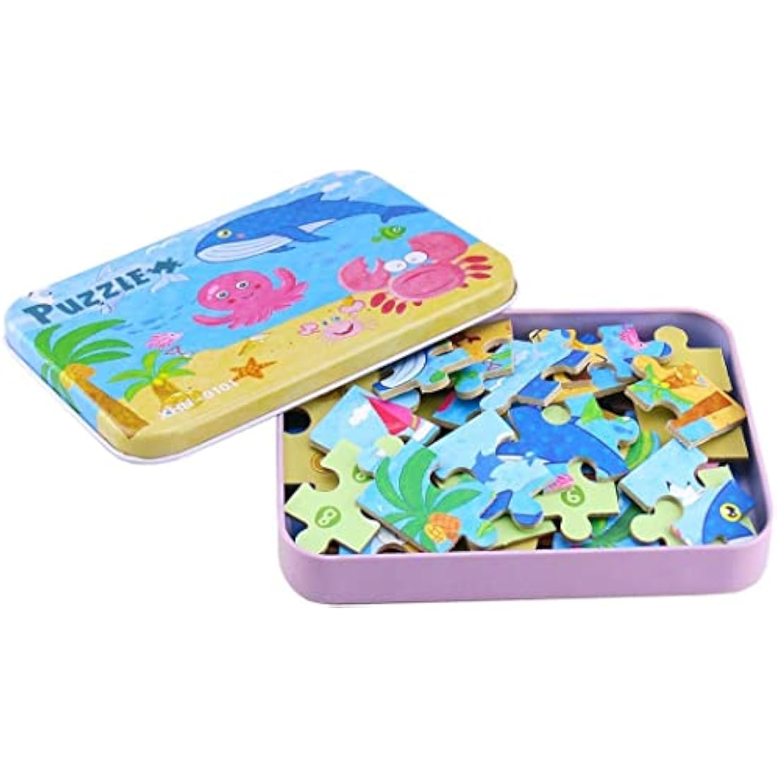 BBLIKE Puzzles Jigsaws for 2 3 4 Year Old - Pack of 4 Puzzles Toy in a Box for Age 2-5, Travel Games for on Plane Educational Learning Birthday Gift Present for Children Boys Girls (Sea Creatures)