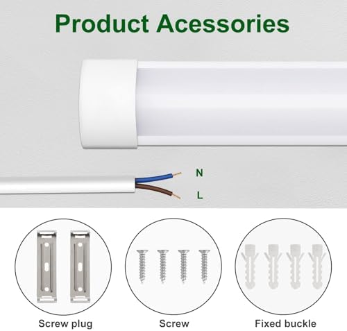 muzha 4 Packs LED Batten Lights,PC Body, 4FT 36W 4000k 3600lm,Low Profile Wall or Ceiling Surface Mounted Fitting for Home/Workshop/Office/School Restaurant (4FT)