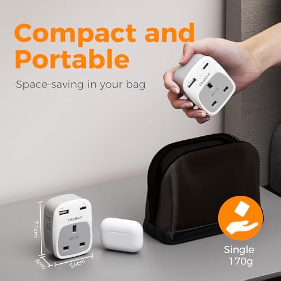 UK to India Plug Adapter 2 Pack, TESSAN Indian Travel Adapter with 2 USB Ports(1 USB C), Plug Socket Adaptor UK to Sri Lanka, Pakistan, Burma, Maldives, Iraq, Namibia, Nepal, Yemen, Zambia (Type D)