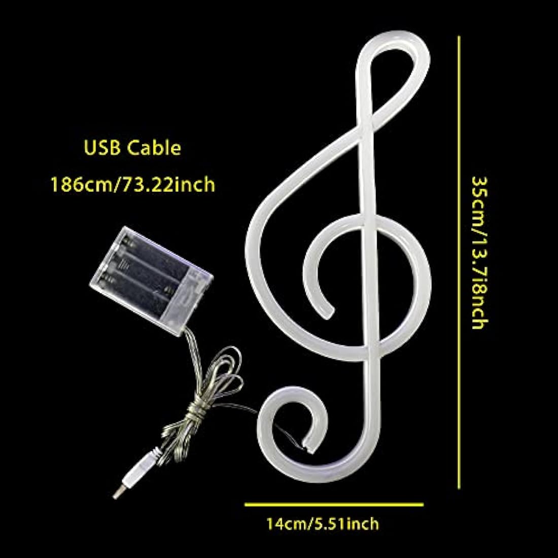 ENUOLI Music Note Neon Signs - Blue Neon Lights for Wall Decor - Battery or USB Operated - Night Lights - Decor for Bedroom, Living Room, Christmas, Wedding, Party, Bar