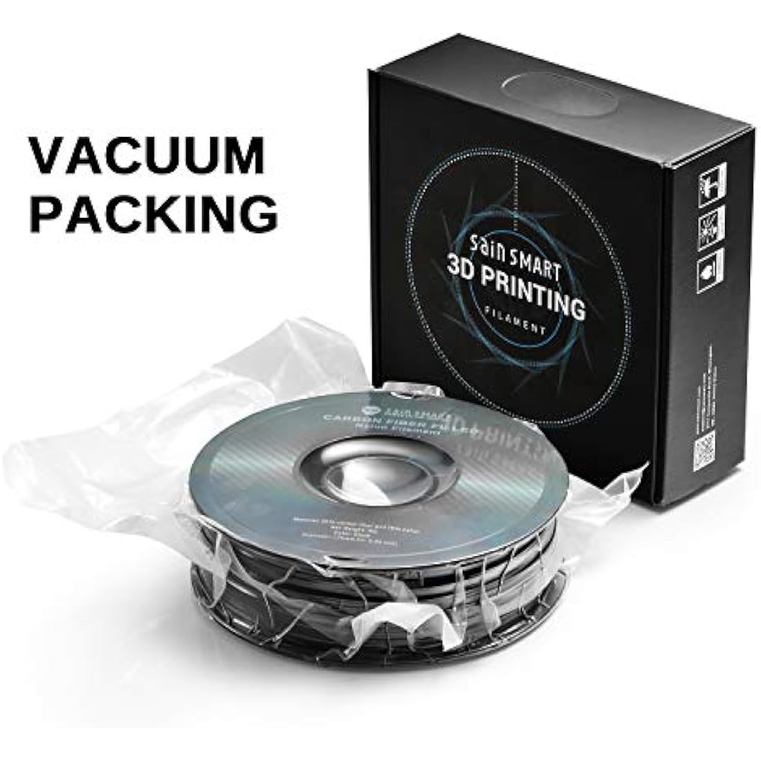 SainSmart 1.75mm Black ePA-CF Carbon Fiber Filled Nylon Filament 1KG (2.2lbs) Spool for 3D Printer