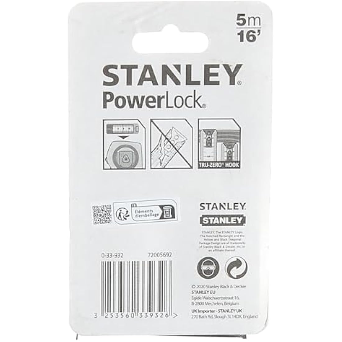 Stanley 033932 Powerlock Tape 5m Top Reader