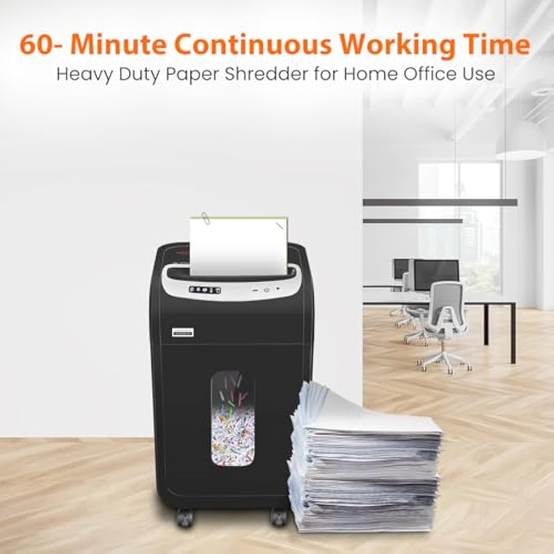VidaTeco Cross-Cut Paper Shredder Heavy Duty, 20-Sheet 60 Mins Running Shreds Paper/Card/Staple/Clip Paper Shredder for Home Office Use, P-4 AUTO Jam Proof(ETL) 30L Pullout Basket and Wheels
