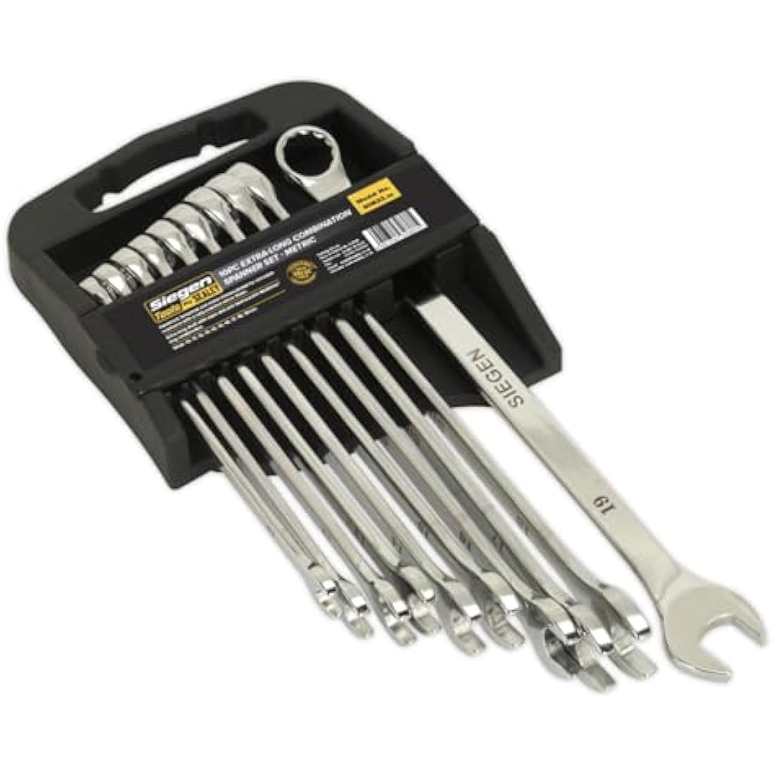 Sealey S0832 Metric Extra-Long Combination Spanner Set, Silver, 10 Pieces