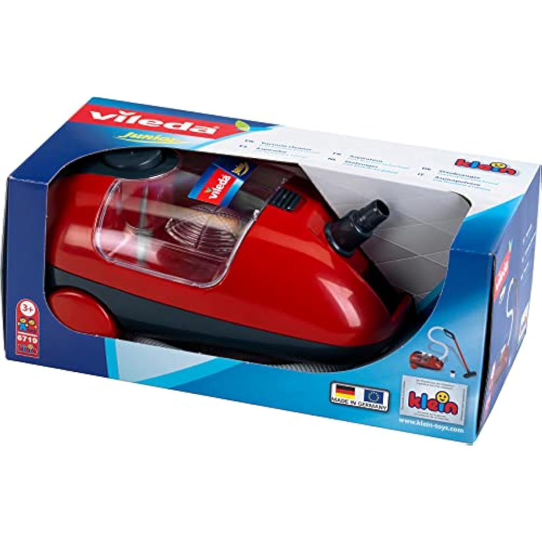 Theo Klein 6719 Vileda Vacuum Cleaner I Battery-Powered Children's Vacuum Cleaner with Sound and Suction Function I Dimensions: 17 cm x 29 cm x 15 cm I Toy for Children Aged 3 Years and up