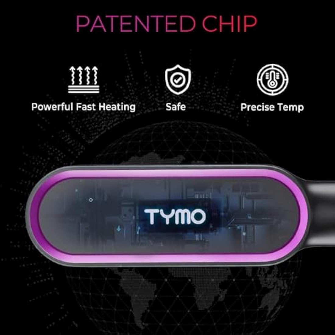 TYMO Hair Straightener Brush UK, Flat Iron and Hair Brush 2-in-1, Anti-Scald, Fast Heating, 5 Temp Settings (130℃-210℃), Professional Salon at Home, Wider Comb for Even Straightening, Black