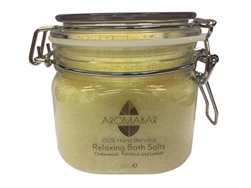 Mens Relaxing Bath Salts Soak 550g Gift Jar Epsom Salts and Dead Sea Salts Enriched with Cedarwood, Lemon & Patchouli 100% Natural Packed with