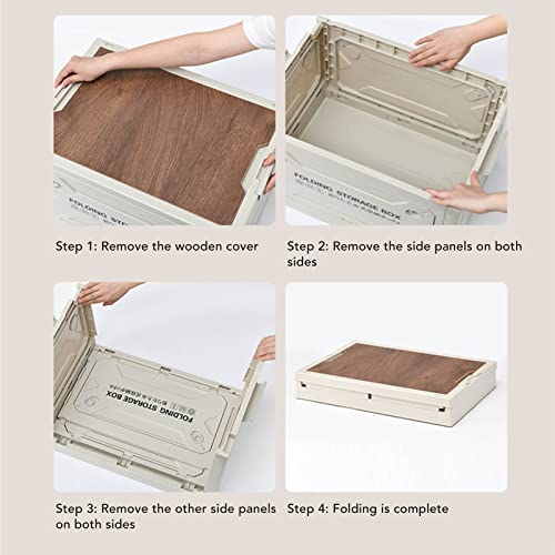 Qcwwy Foldable Camping Storage Box, Collapsible Storage Box, Strong Carrying Capacity, 50L, Large Capacity, Stackable Nicely for Picnic (Gray White)