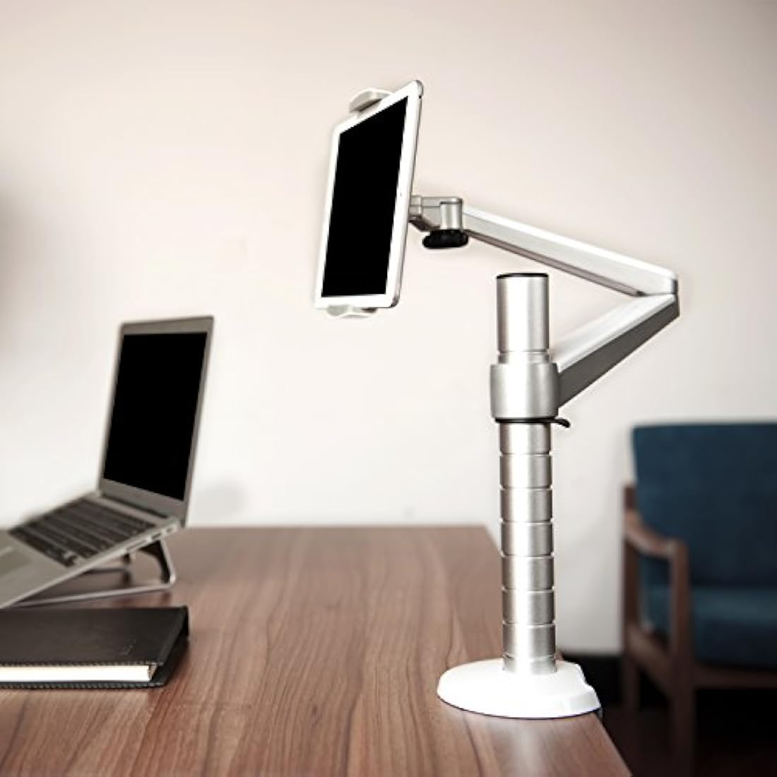 Thingy Club Adjustable Aluminium Universal Single Arm Laptop/Tablet Stand Desk Mount Bracket for 10"-15.6" Laptop with Adjustibility (Tilt ±15°|Swivel 180°|Rotate 360°)