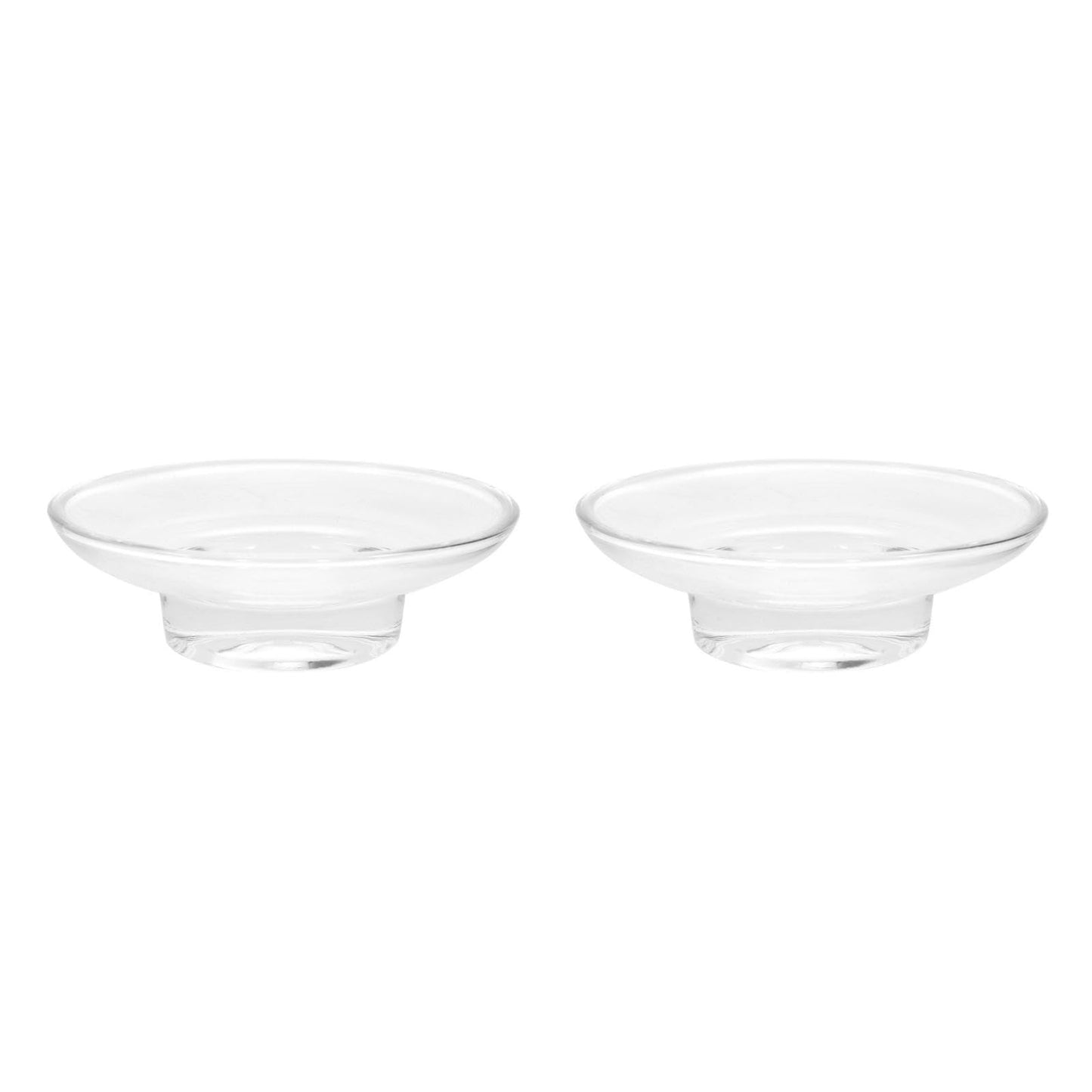 Cabilock Round Soap Dish Glass Replacement Soap Dish for Round Holder Clear Circular for Bathroom Shower Kitchen 4.3 Inch Transparent with Anti-Slip