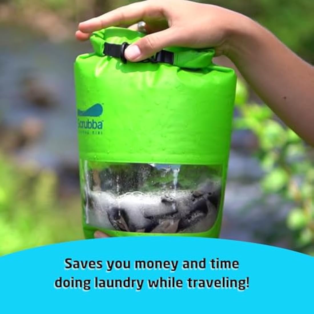 Scrubba MINI Wash Bag – Ultra-Compact Portable Washing Machine – Pocket-Size Clothes Washer for Travel, Camping & Hiking – Dry Bag & Laundry Essentials – Use with Detergent or Hand Soap – 70g