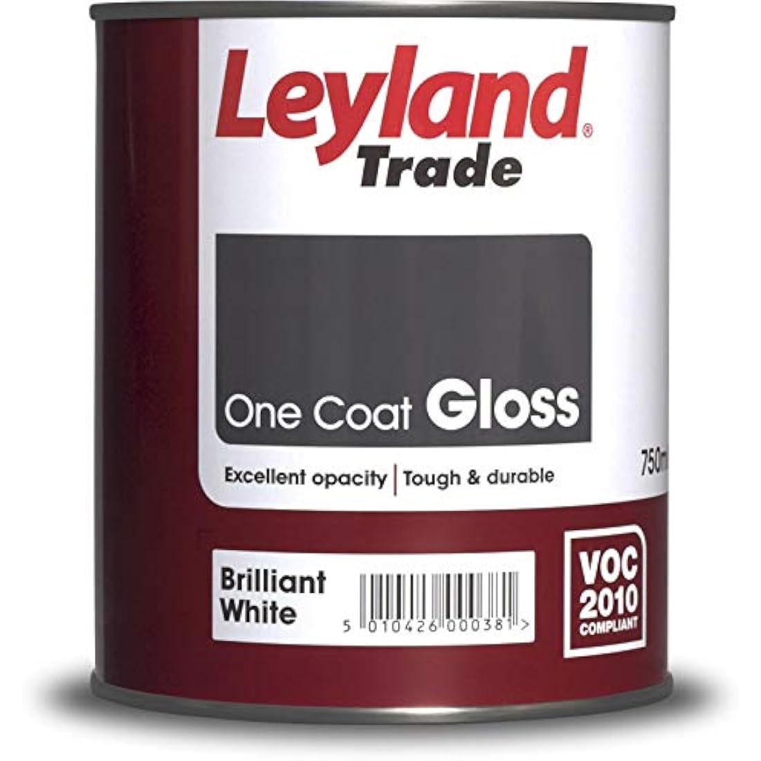Leyland Trade One Coat Gloss Paint - Brilliant White 750ml